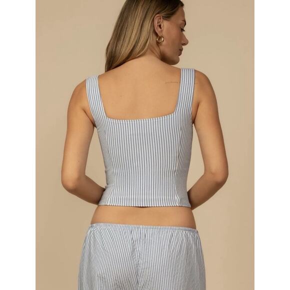 Montce Mandy Crop Tank Top Women’s Classic Blue Stripe Small NWT - Picture 2 of 8